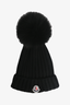 Moncler Virgin Wool Knit Fox Fur Pom Beanie