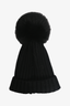 Moncler Virgin Wool Knit Fox Fur Pom Beanie