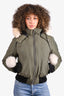 Moose Knuckles Green Fur Hood Cropped Down Parker Jacket Size S