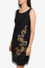 Moschino Black Floral Embroidery Sheer Sleeveless Dress Size 42