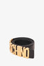 Moschino Black Leather Gold Logo Belt Size 46