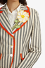 Moschino Cheap And Chic Blue/White Striped Floral Crochet Blazer Size 10