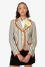 Moschino Cheap And Chic Blue/White Striped Floral Crochet Blazer Size 10