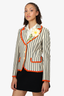 Moschino Cheap And Chic Blue/White Striped Floral Crochet Blazer Size 10