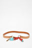 Moschino Cheap and Chic Beige Leather Belt w/ Red/Blue Stone Detail sz 40