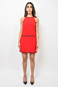 Moschino Couture Red Sleeveless High Neck Mini Dress w/ Black Detail sz 36