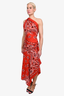 Moschino Couture Resort 2015 Red Silk Bandana Print Cold Shoulder Dress Size 6