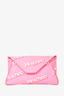 Moschino Couture SS15 Pink Logo Barbie Clutch with Silver Chain