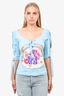 Moschino Couture x My Little Pony Blue Lace Up Shirt Size 40