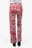 Moschino Jeans White/Red Printed Denim Sash Belted Micro Flared Jeans Size 6 US