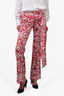 Moschino Jeans White/Red Printed Denim Sash Belted Micro Flared Jeans Size 6 US