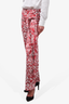 Moschino Jeans White/Red Printed Denim Sash Belted Micro Flared Jeans Size 6 US