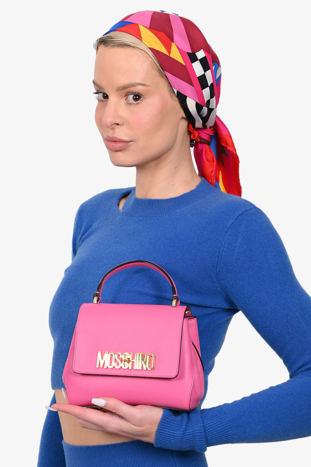 Moschino Pink Leather Logo Mini Top Handle With Strap – Mine & Yours