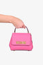 Moschino Pink Leather Logo Mini Top Handle With Strap