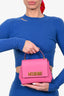Moschino Pink Leather Logo Mini Top Handle With Strap