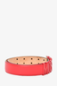 Moschino Raspberry Red Leather Monochrome Logo Belt Size 48