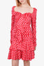 Moschino Red Polka Dot Ruched Dress Size 8