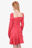 Moschino Red Polka Dot Ruched Dress Size 8