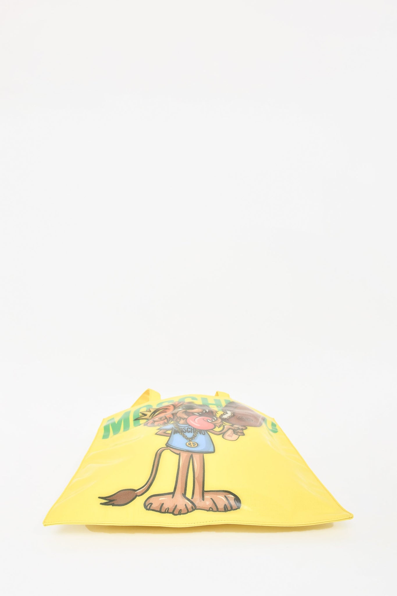 Moschino Yellow Plastic Graphic Tote Bag