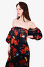 Mother Of Pearl Black/Red Silk Off The Shoulder Puff Sleeve Dress Size 38