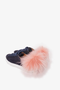 Mr&Mrs Black Suede Sneaker With Pink Fur Size 36