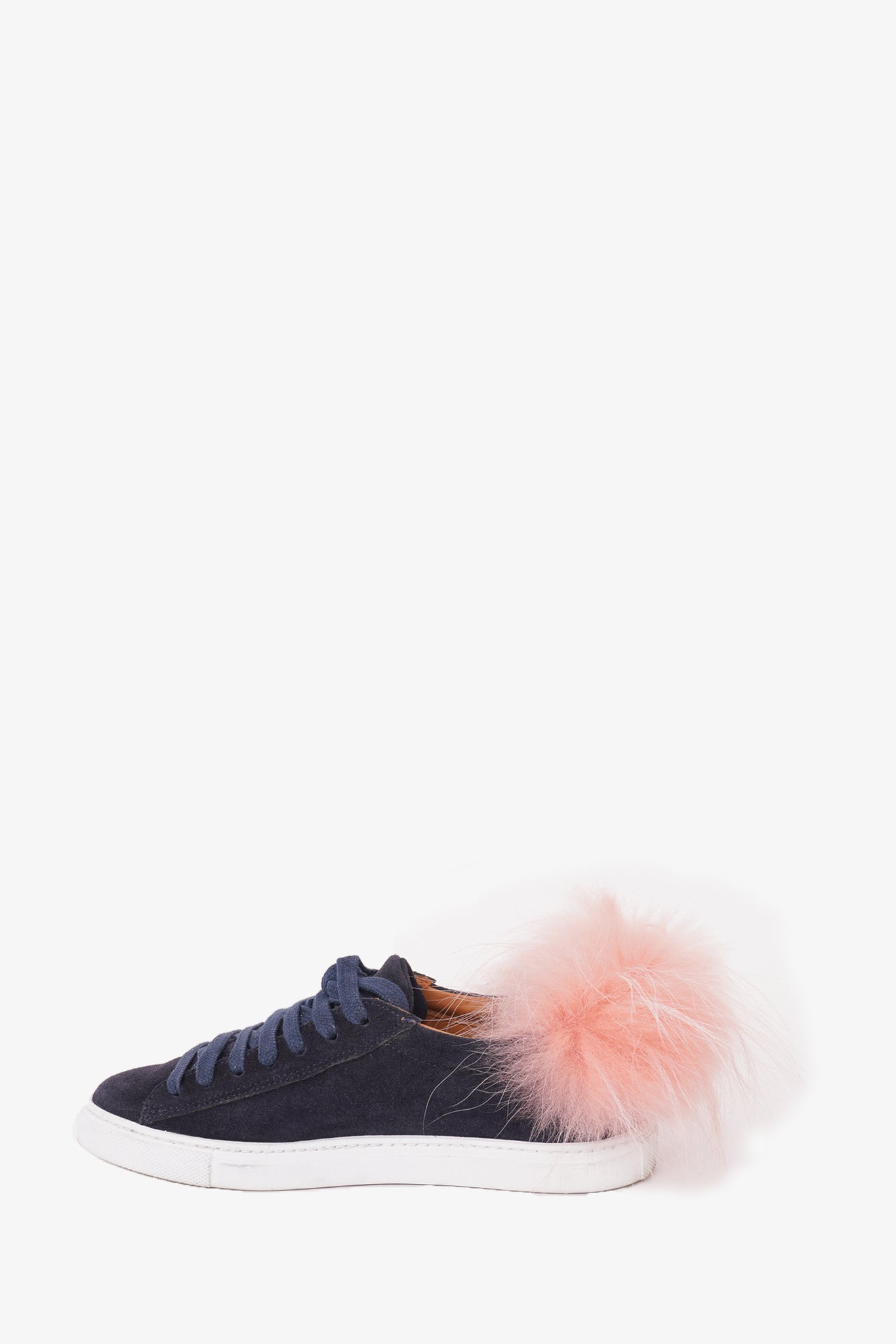 Mr&Mrs Black Suede Sneaker With Pink Fur Size 36