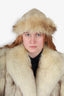 Vintage Bleached Raccoon Fur & Beige Suede Hat Cap