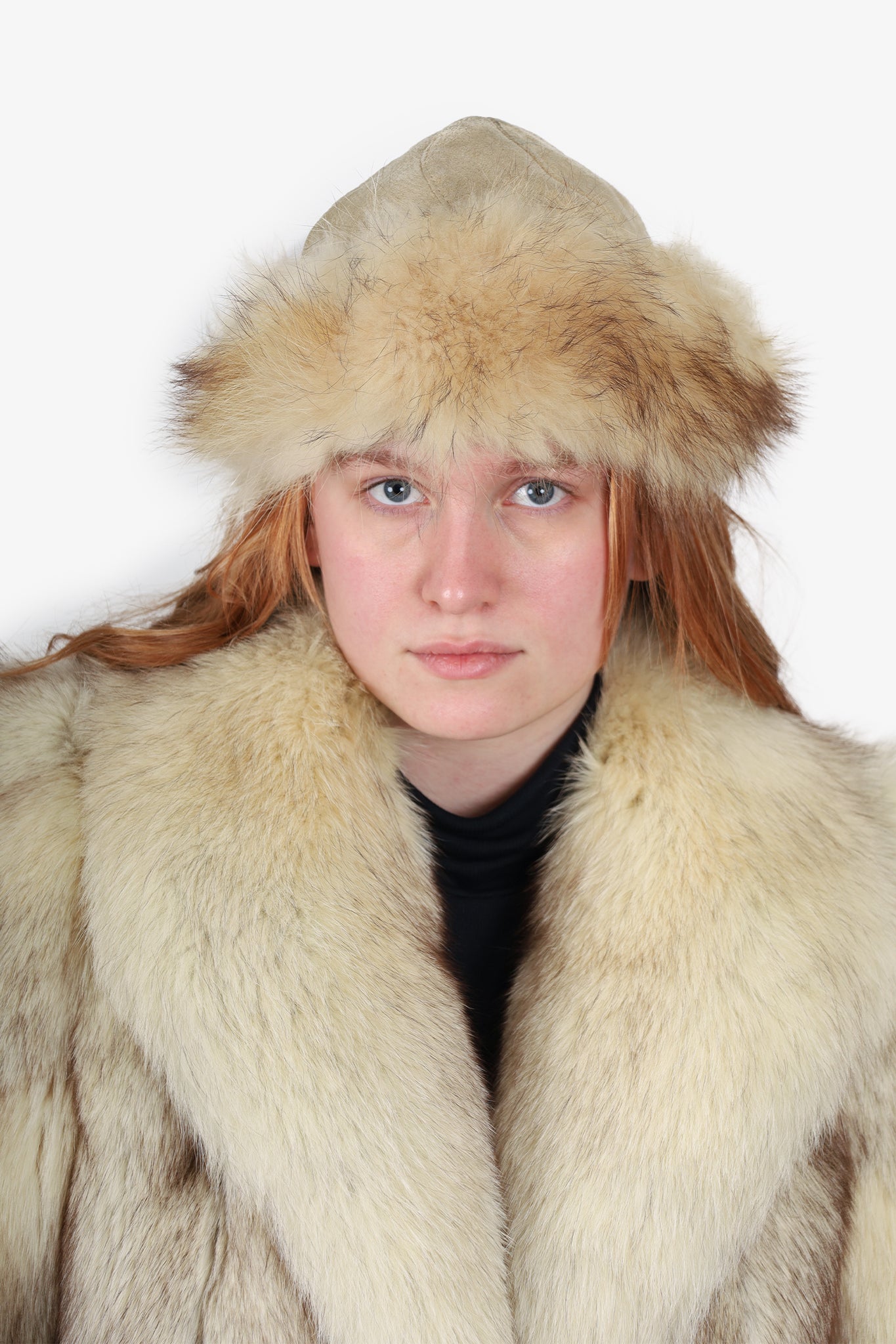 Vintage Bleached Raccoon Fur & Beige Suede Hat Cap – Mine & Yours