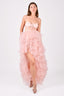 NBD Pink Tulle Bustier 'Lore' Ruffle Gown Size XS