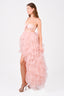 NBD Pink Tulle Bustier 'Lore' Ruffle Gown Size XS