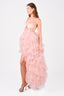 NBD Pink Tulle Bustier 'Lore' Ruffle Gown Size XS