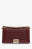 Pre-Loved Chanel™ 2022 Burgundy Lambskin Medium Boy Bag GHW
