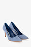 Manolo Blahnik Blue/White Gingham Pointed Heels Size 37.5