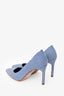 Manolo Blahnik Blue/White Gingham Pointed Heels Size 37.5
