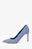 Manolo Blahnik Blue/White Gingham Pointed Heels Size 37.5