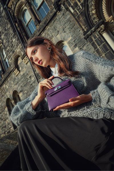 Hermès 2021 Violet/Blue Marine Mysore Chevre Leather Mini Kelly