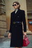 Saint Laurent Black Wool Double Breasted Coat Size 40
