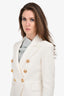 Balmain White Cotton/Linen Knit Double Breasted Blazer Size 34