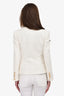 Balmain White Cotton/Linen Knit Double Breasted Blazer Size 34