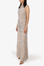 Needle & Thread Beige Sequin Embellished Floral Gown Size 4