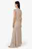 Needle & Thread Beige Sequin Embellished Floral Gown Size 4