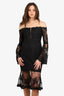 Nicholas Black Lace Off-the-Shoulder Long Sleeve Midi Dress Size 6