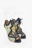 Nicholas Kirkwood Green Floral/Blue Suede Lace Up Heels Size 37.5