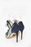 Nicholas Kirkwood Green Floral/Blue Suede Lace Up Heels Size 37.5