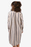 Nili Lotan Cream/Blue Striped Cotton/Linen Shift Dress Size S