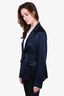 Nili Lotan Navy Blue Silk Thin Blazer Size 8