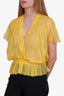 Nina Ricci Yellow Sheer Silk Raw Edge Top Size 36