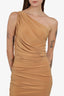 Norma Kamali Tan Ruched One Shoulder Dress Size XS