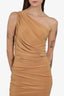 Norma Kamali Tan Ruched One Shoulder Dress Size XS