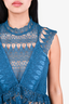 Self-Portrait Teal Eyelet Tiered Mini Dress Size 4
